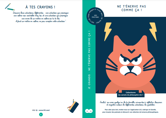couverture du carnet philo qui montre un chat en colère