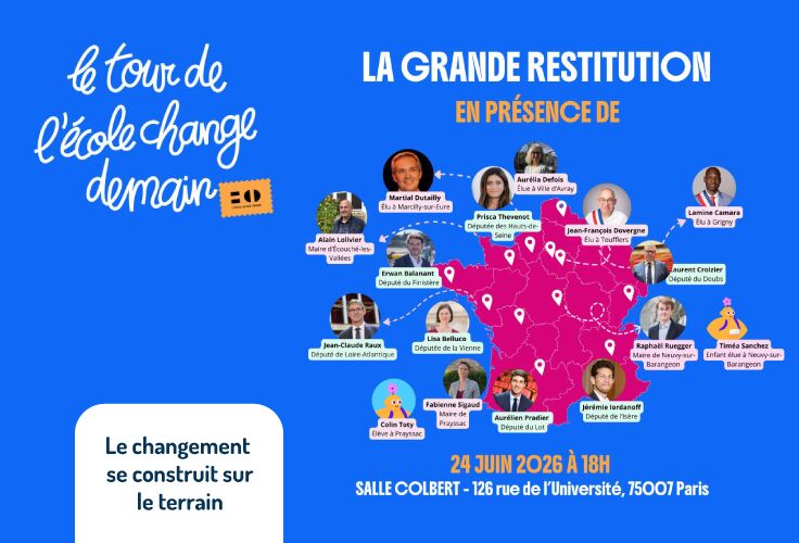 une carte de France avec les personnes qui ont reçu L'École change demain