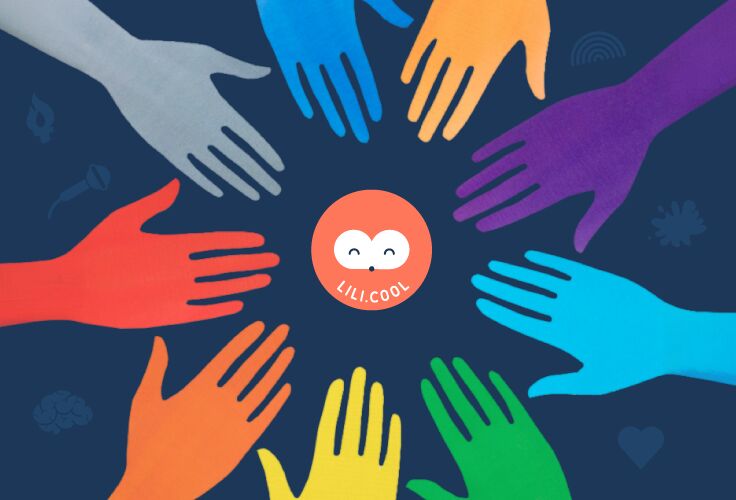 une ronde de mains de toutes les couleurs avec Lili au coeur de leurs échanges